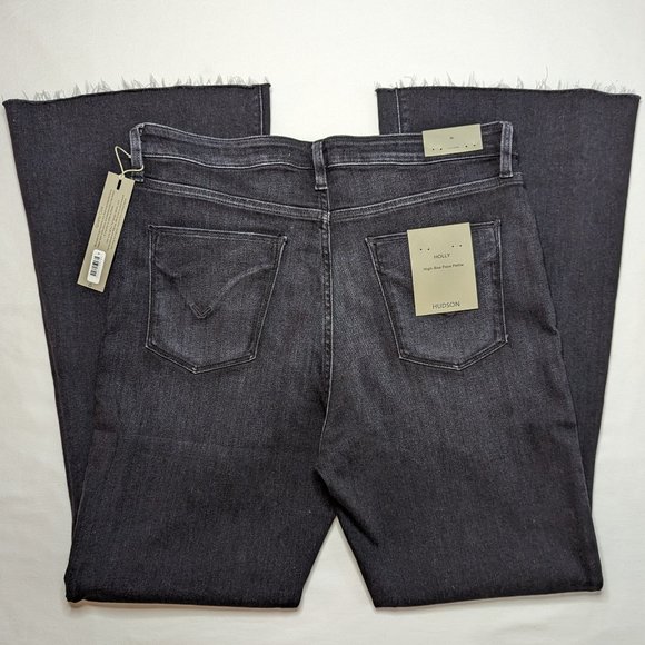 HUDSON JEANS Holly High Rise Flare Jeans in Mysterious Black Size 34 Petite New - Picture 3 of 14